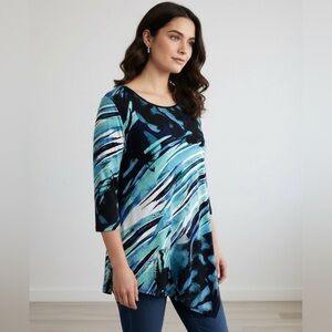Clara Sun Woo Asymmetrical Watercolor Brushstroke Artsy Tunic Shirt